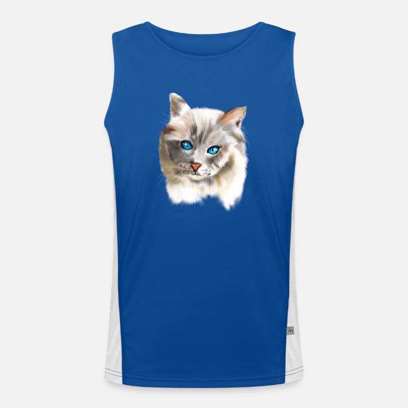 Chat aux yeux bleus Débardeur respirant contrasté Homme 