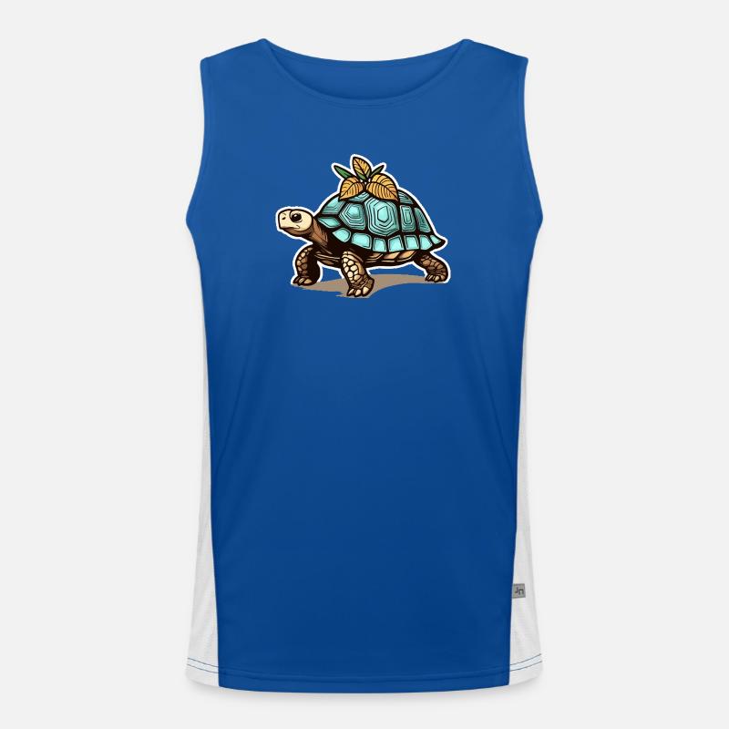 Schildkröte mit blauem Panzer & Blättern Funktionelles Kontrast-Tank Top für Männer 