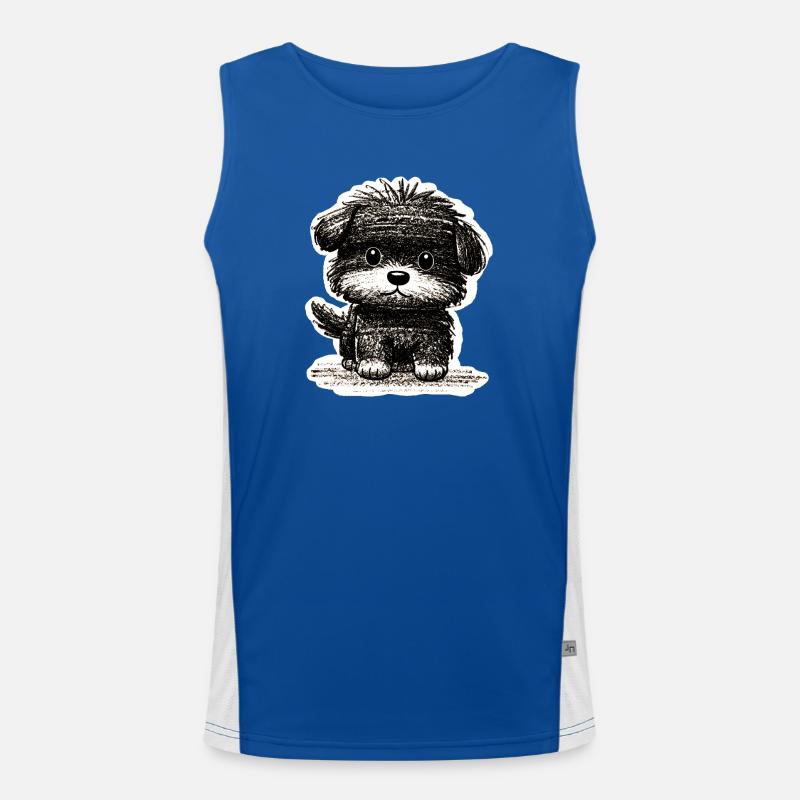 Wuscheliges Hündchen (Grau) Funktionelles Kontrast-Tank Top für Männer 