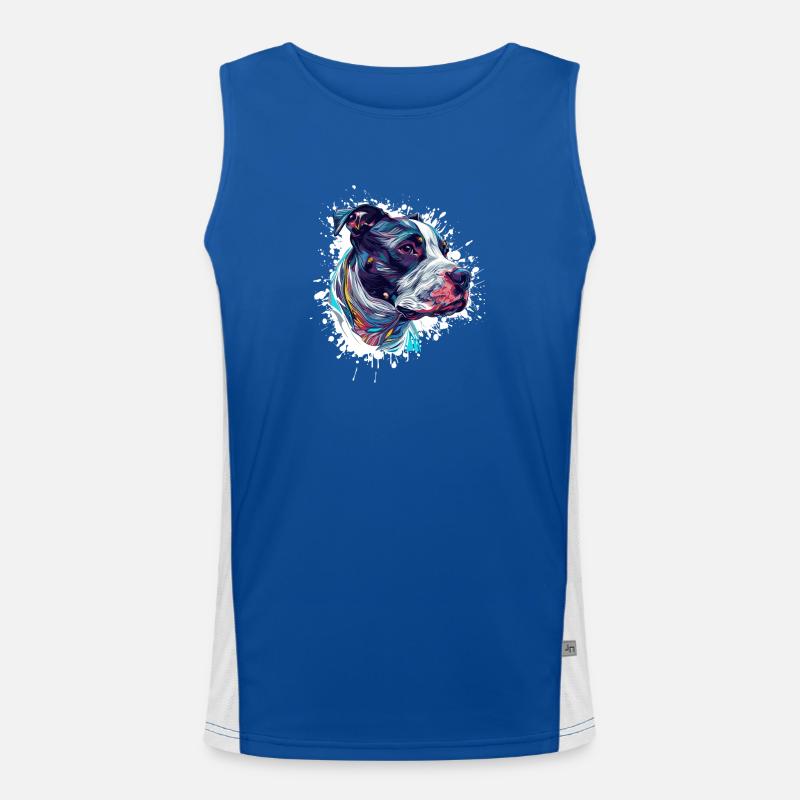 Bunter Hundekopf Illustration Funktionelles Kontrast-Tank Top für Männer 
