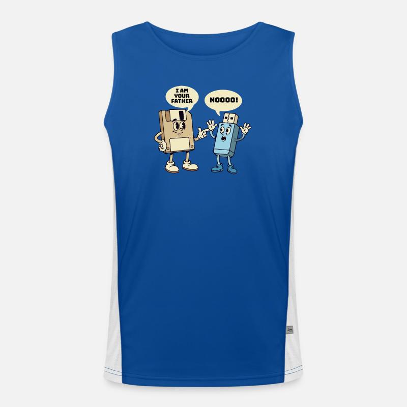 I Am Your Father Floppy Disk Tech Humor Men's Functional Contrast Tank Top 