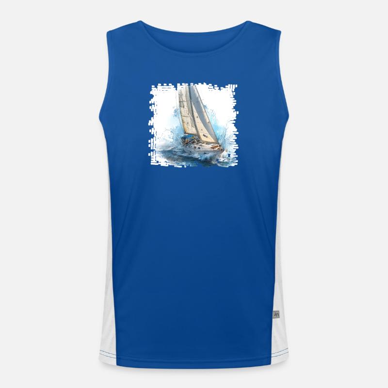 Sailboat in a storm on the open sea Men's Functional Contrast Tank Top 