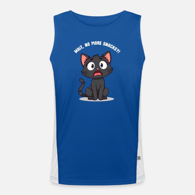 Shocked Black Cartoon Cat – Wait, No More Snacks?! Men's Functional Contrast Tank Top 