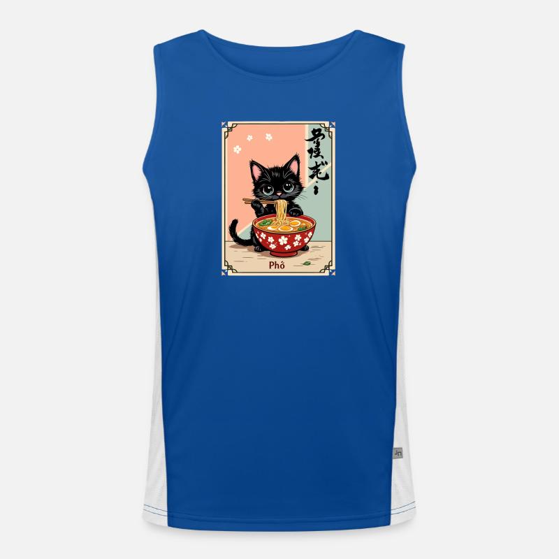Kitten Pho Ramen Art Men's Functional Contrast Tank Top 