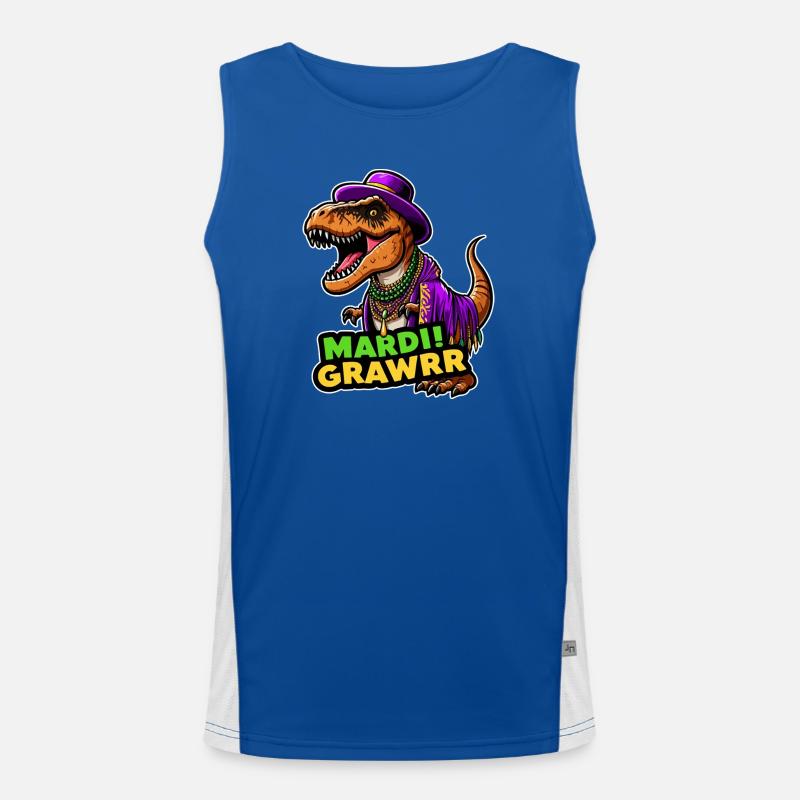 T Rex Karneval Mardi Gras Funktionelles Kontrast-Tank Top für Männer 