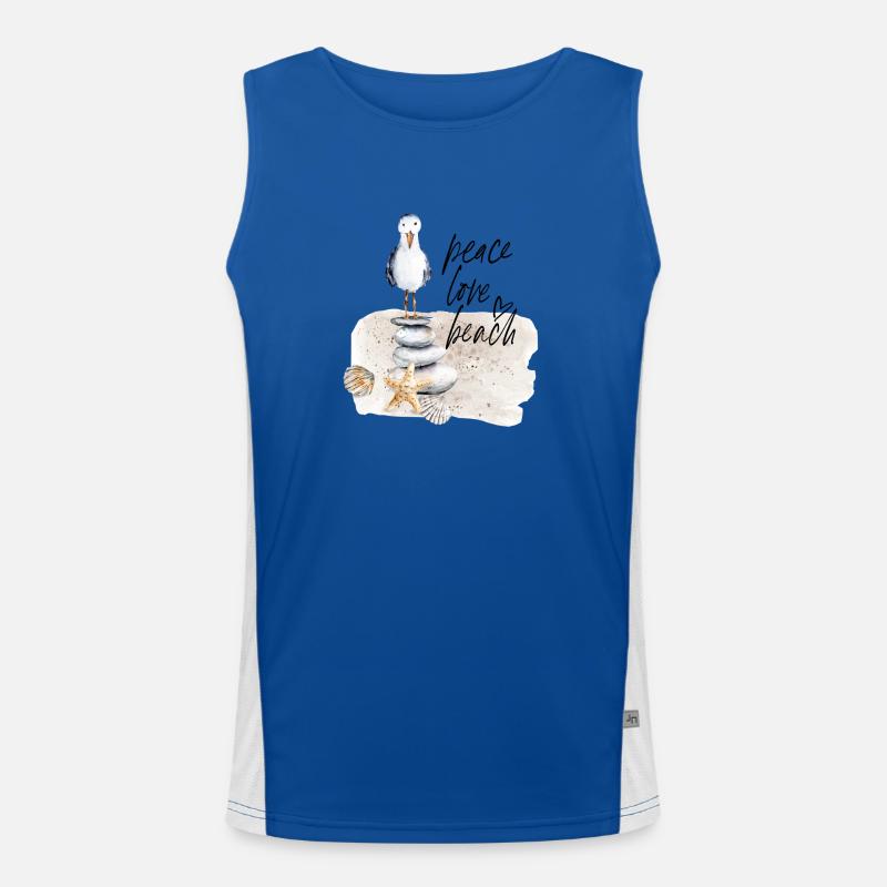 Beach Bird on Stone Stack Watercolors Men's Functional Contrast Tank Top 