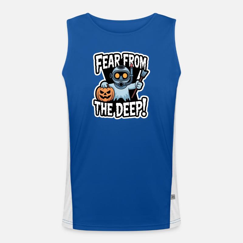 Diver Boo – Spooky Cute Halloween Ghost Speargun Funktionelles Kontrast-Tank Top für Männer 