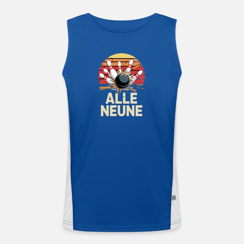 All Nine Bowling Strikes Design - Men's Functional Contrast Tank Top  - royal/white