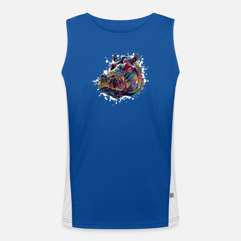 Colorful Hippo Paint Splash Men's Functional Contrast Tank Top 