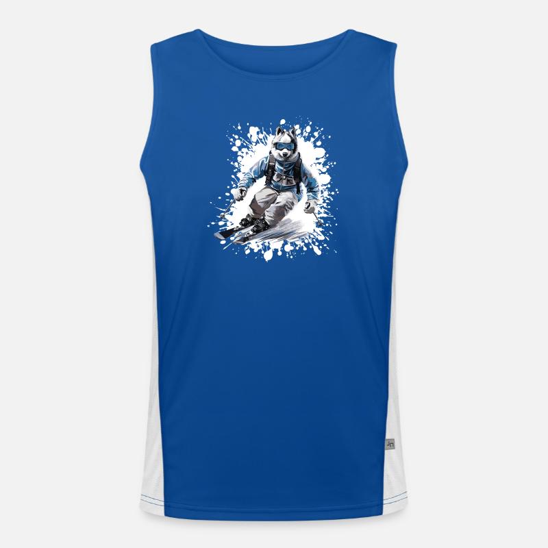 Husky Dog Ski Skiing Men's Functional Contrast Tank Top 