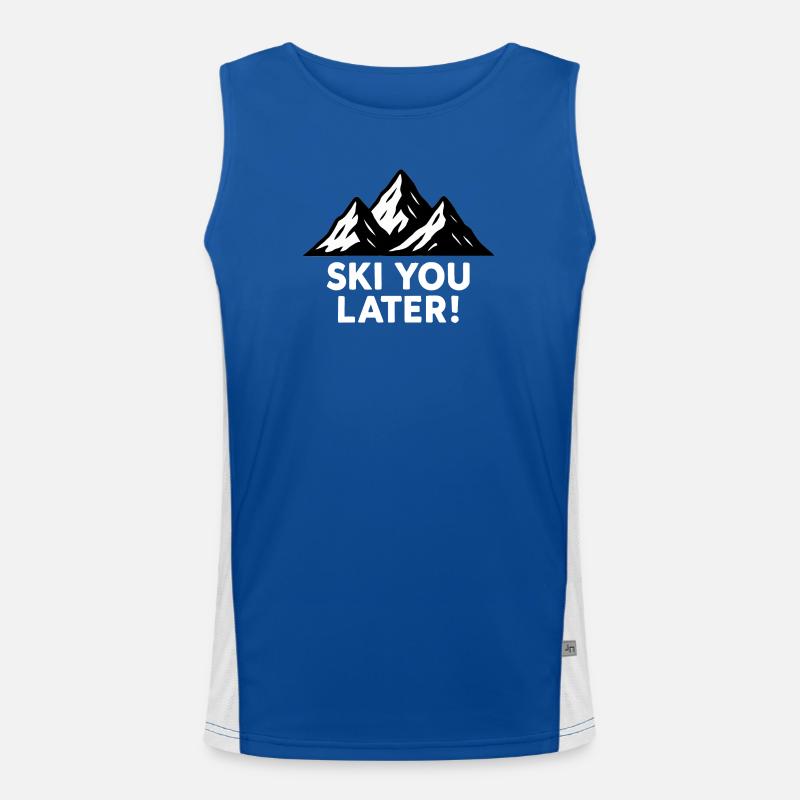 Verschneite Berge – Ski You Later! Funktionelles Kontrast-Tank Top für Männer 