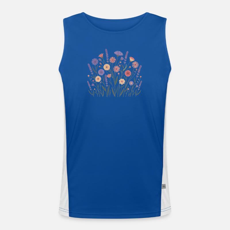 Boho Wildflowers – Blooming Harmony - Men's Functional Contrast Tank Top  - royal/white