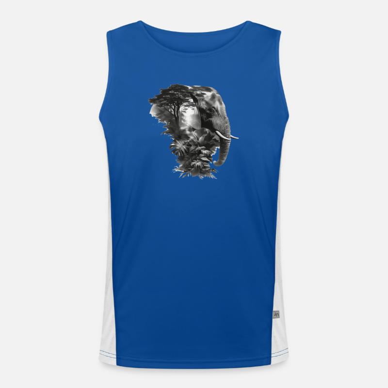 Elefant Dschungel Silhouette Doppel Funktionelles Kontrast-Tank Top für Männer 