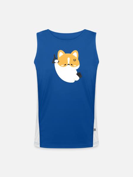 Tired Corgi Commute - Men's Functional Contrast Tank Top - royal/white