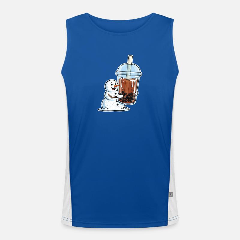 Snowman and Bubble Tea Mug - Men's Functional Contrast Tank Top  - royal/white