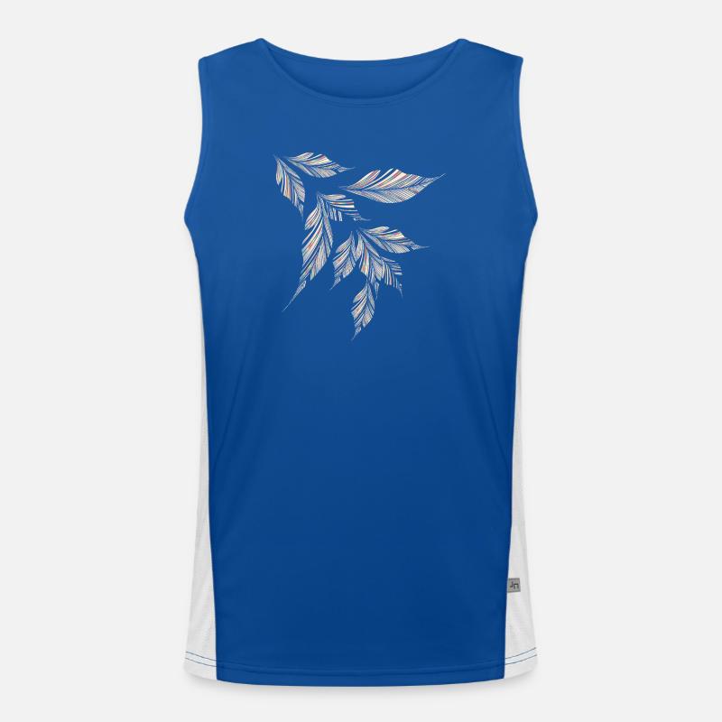 Delicately shimmering, feather-light leaf pattern - Men's Functional Contrast Tank Top  - royal/white