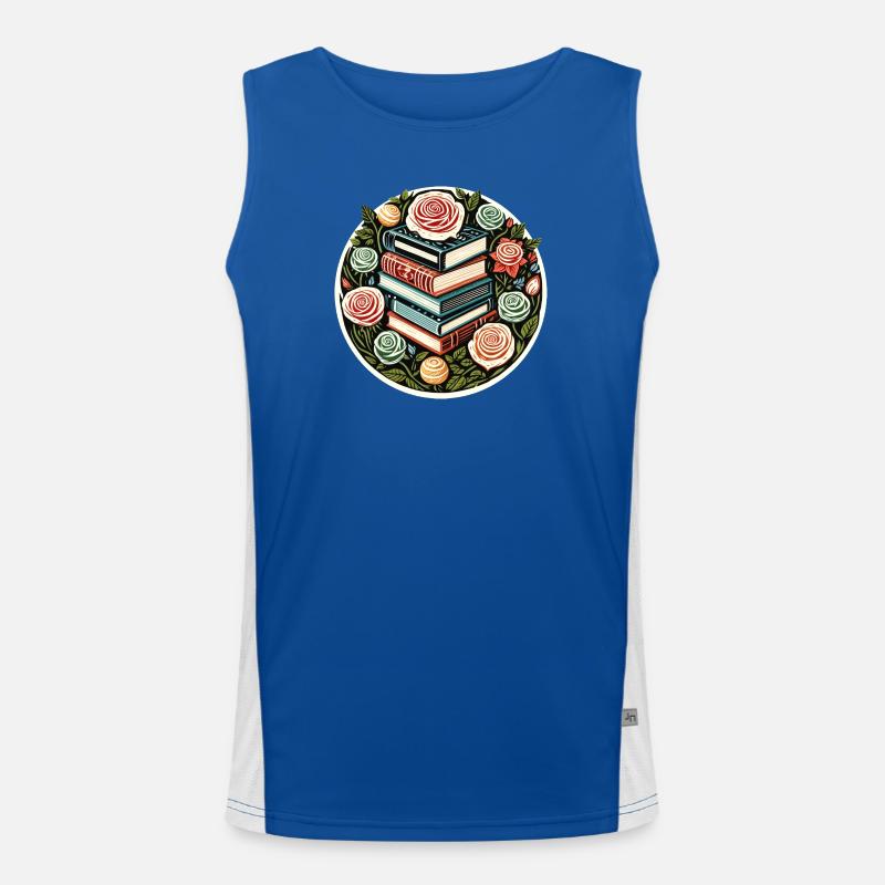 Floral Book Stack Emblem Men's Functional Contrast Tank Top 