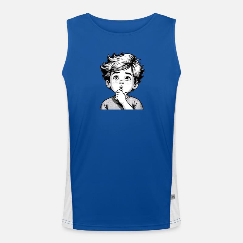 Garçon surpris et réfléchi | Garçon réfléchi Débardeur respirant contrasté Homme 