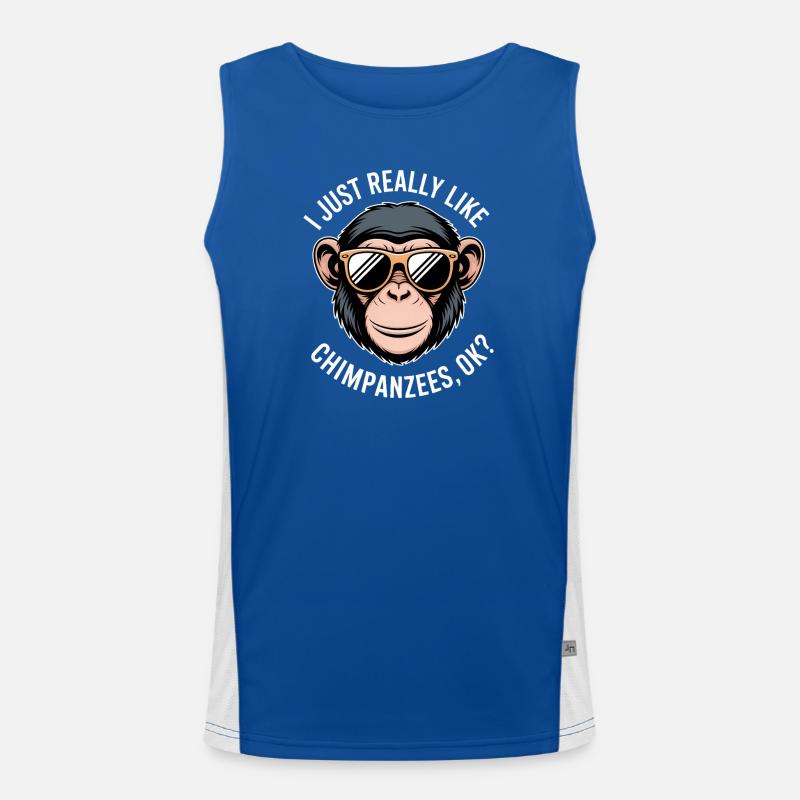 Chimpanzee Saying Monkey Funny Chimpanzee Gift Men's Functional Contrast Tank Top 