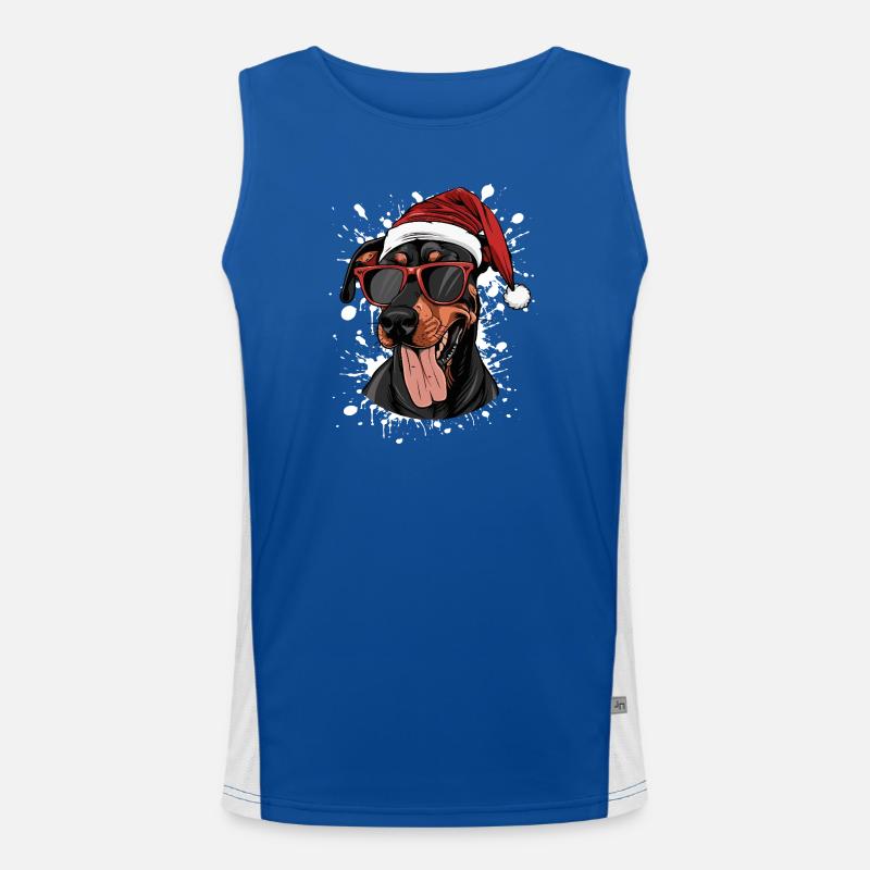 Doberman chien Noël drôle Débardeur respirant contrasté Homme 