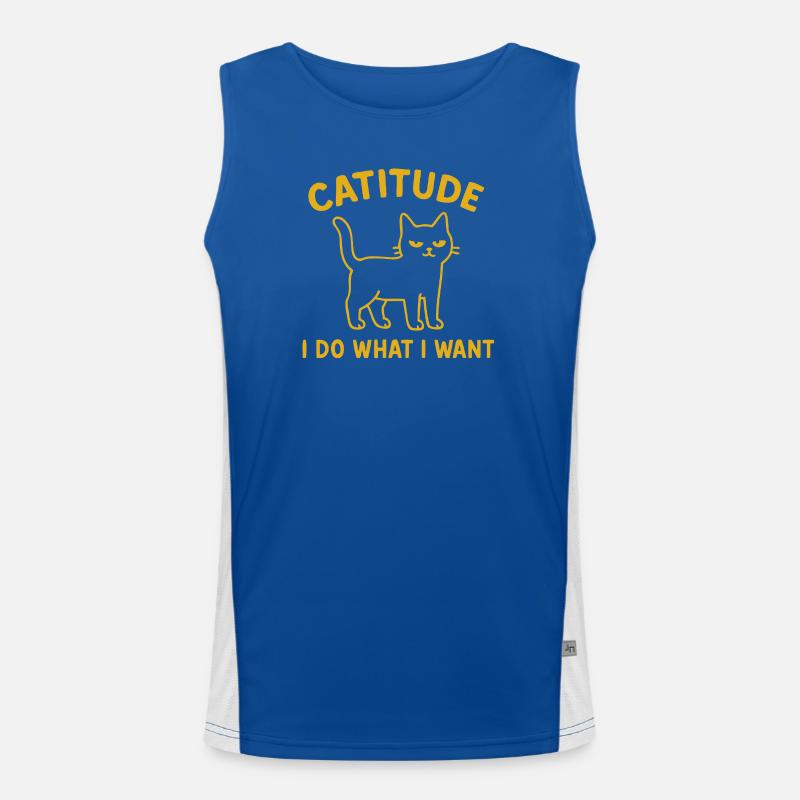 Catitude Katze – Ich Tu Was Ich Will Funktionelles Kontrast-Tank Top für Männer 