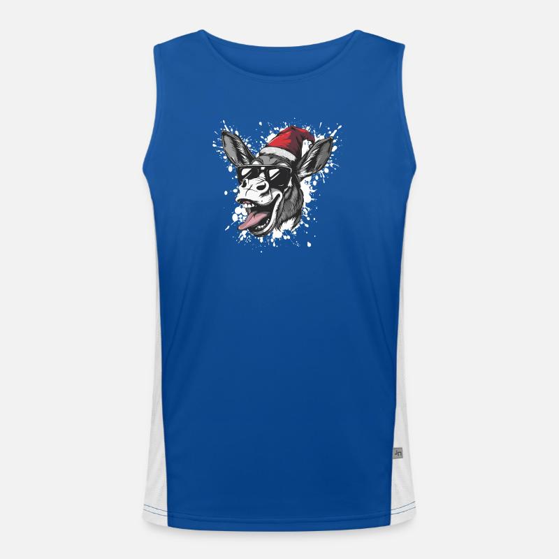 Donkey Christmas Funny Men's Functional Contrast Tank Top 
