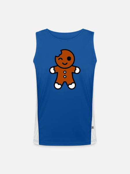 Funny bitten gingerbread man christmas - Men's Functional Contrast Tank Top - royal/white