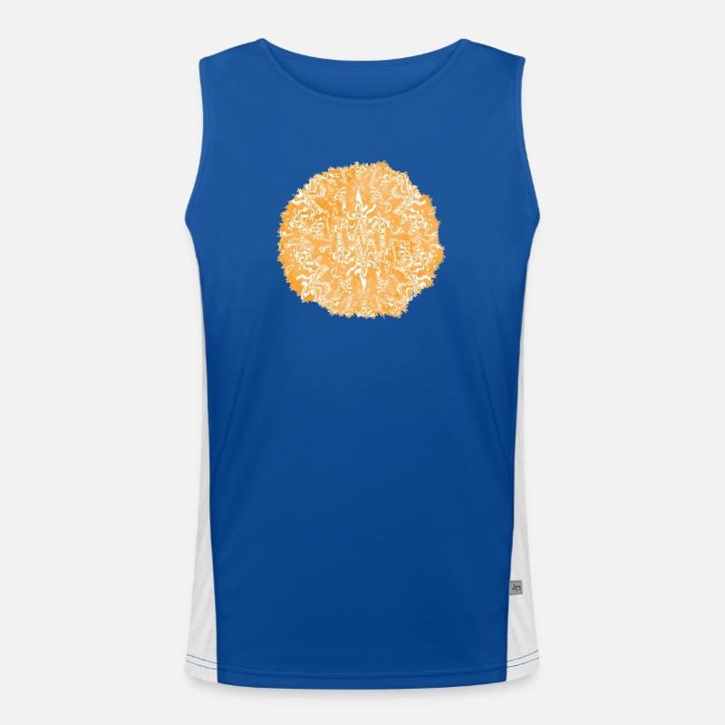 Orange tie-dye circle pattern Men's Functional Contrast Tank Top 