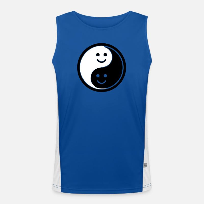 Yin Yang avec Smileys | Symbole de solde positif Débardeur respirant contrasté Homme 