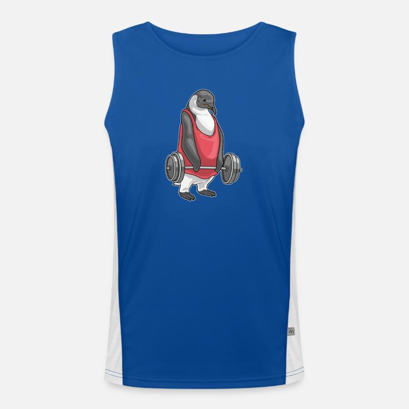 Penguin Bodybuilder Barbell Bodybuilding - Men's Functional Contrast Tank Top - royal/white