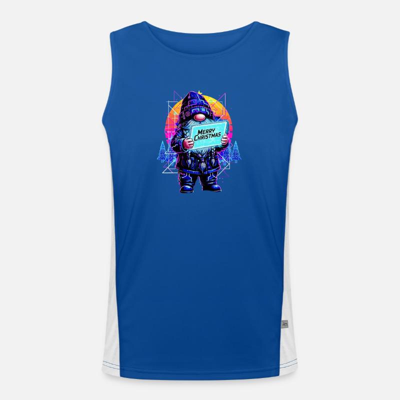 Merry Christmas - Synthwave Gnom 80s Funktionelles Kontrast-Tank Top für Männer 