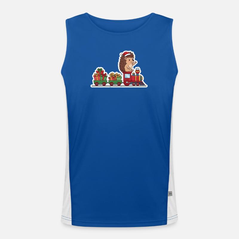 Weihnachtsigel Zug mit Geschenken Funktionelles Kontrast-Tank Top für Männer 