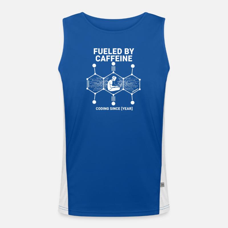 Fueled by Caffeine Coding Shirt | Programmierer Funktionelles Kontrast-Tank Top für Männer 
