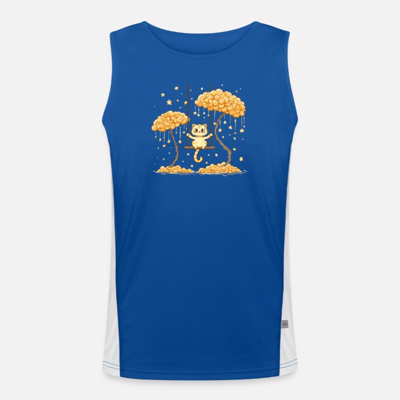 Cat acrobatics in the star forest Men's Functional Contrast Tank Top 