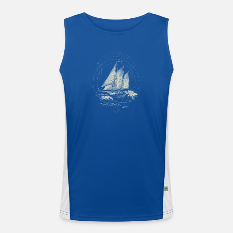 Sailing ship – Geometric nautical line art Men's Functional Contrast Tank Top 