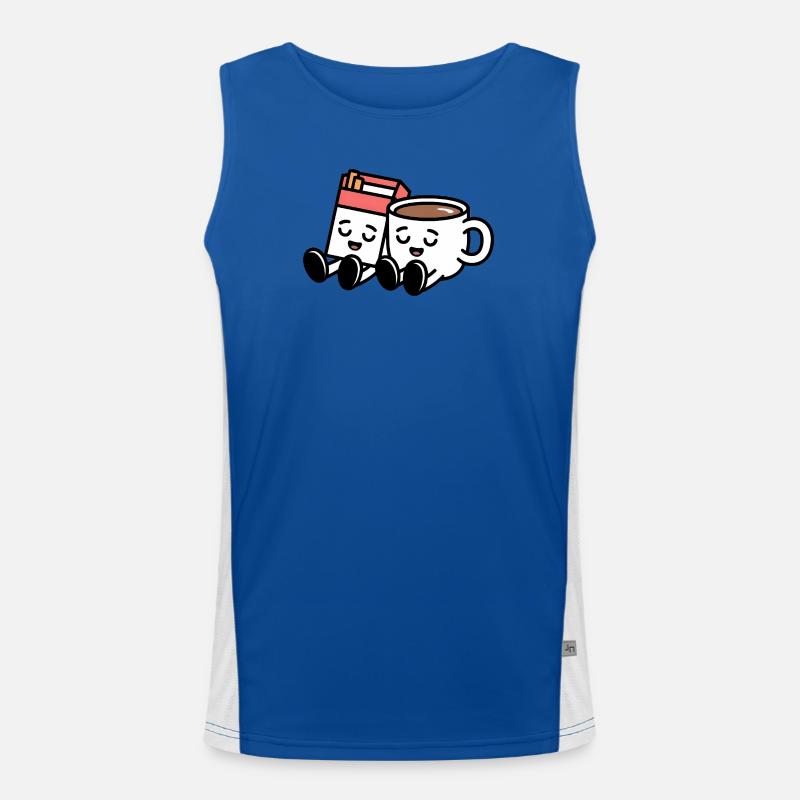 Coffee and Cigarettes  - Funny Balkan Breakfast Men's Functional Contrast Tank Top 
