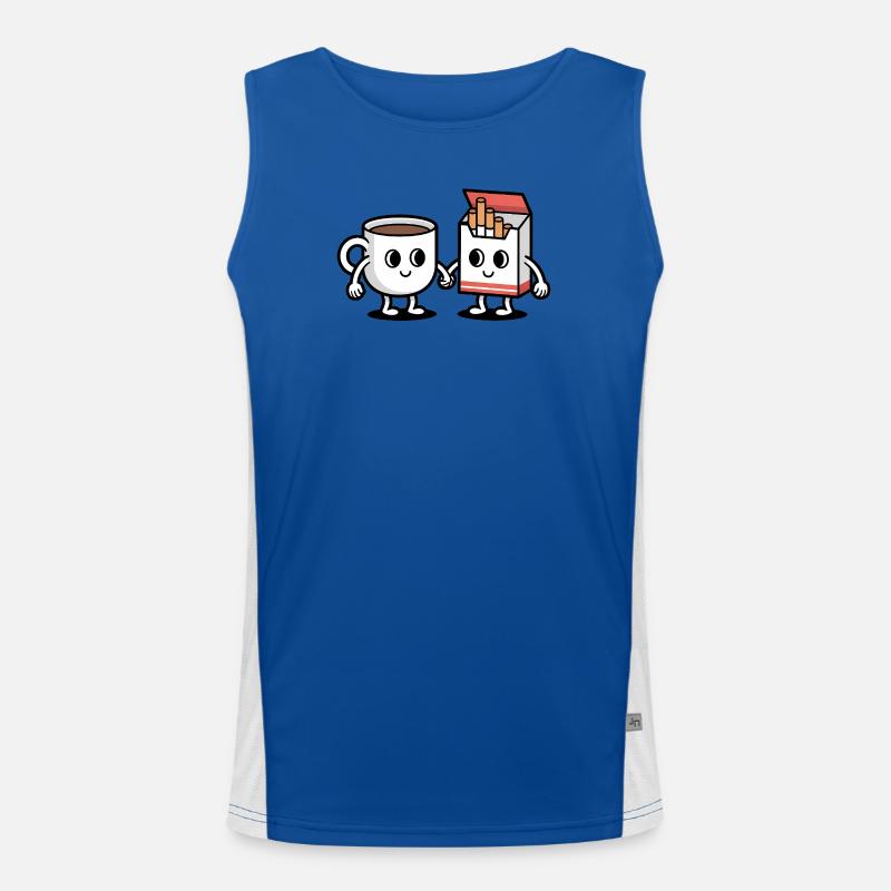 Coffee and Cigarettes  - Funny Balkan Breakfast  Men's Functional Contrast Tank Top 