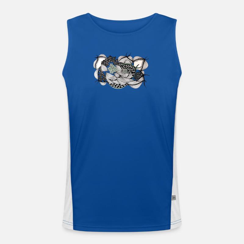 Black and white foliage with green accent Men's Functional Contrast Tank Top 