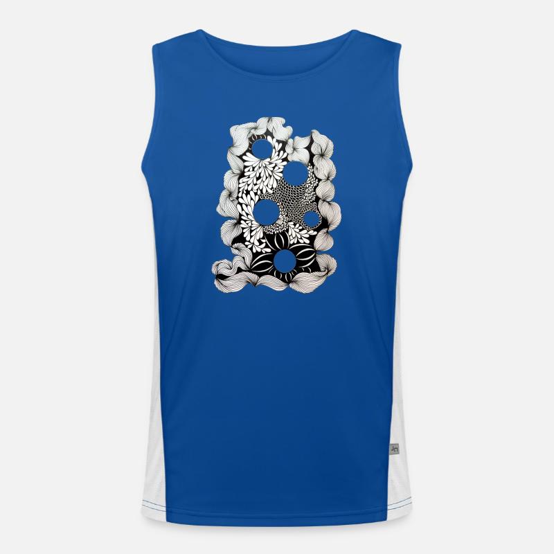 Schwarze Blütenring-Muster Funktionelles Kontrast-Tank Top für Männer 