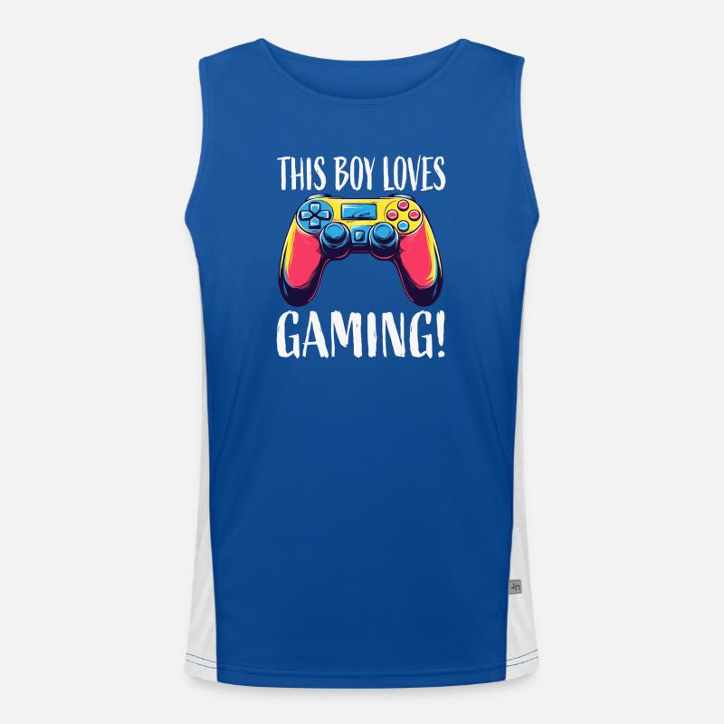 Junge liebt Gaming Controller Funktionelles Kontrast-Tank Top für Männer 