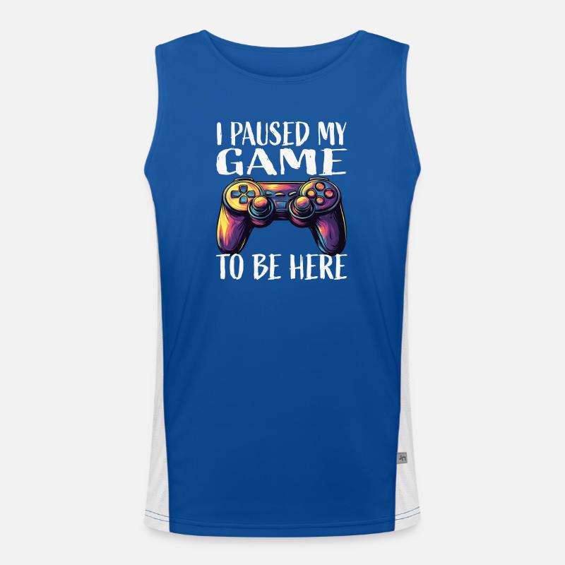 Game Pause Neon Controller Men's Functional Contrast Tank Top 