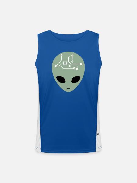 Alien Head with Circuits (three colours) - Men's Functional Contrast Tank Top  - royal/white