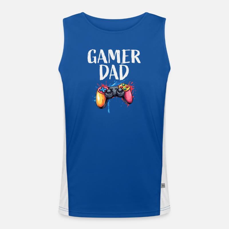 Gamer Dad Controller Splash - Men's Functional Contrast Tank Top  - royal/white