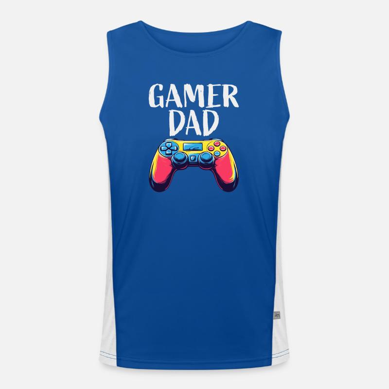 Gamer Dad Controller Graphics - Men's Functional Contrast Tank Top  - royal/white