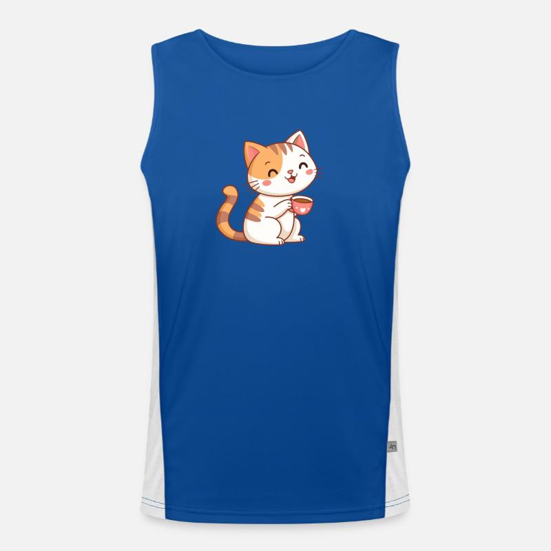 Kawaii-Katze im Café Funktionelles Kontrast-Tank Top für Männer 