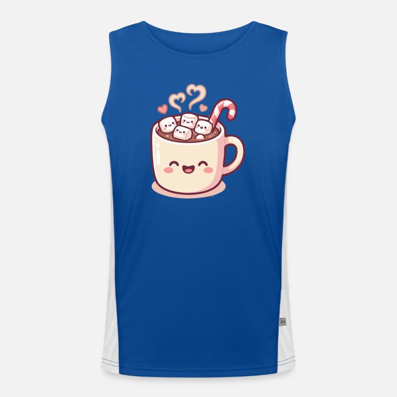 Cuddle mug with marshmallows & candy cane - Men's Functional Contrast Tank Top  - royal/white