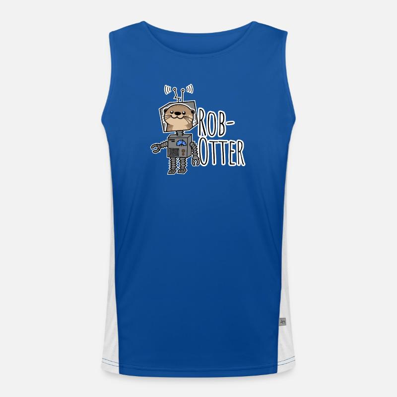 Rob-Otter - Half Otter, Half Robot Pun! Men's Functional Contrast Tank Top 