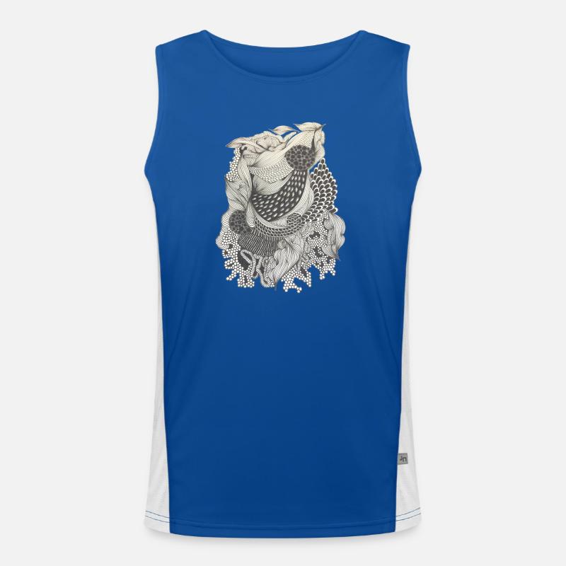 Koi Line Pattern Elegy Men's Functional Contrast Tank Top 