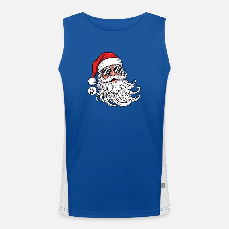 Cool Santa Comic Head with Sunglasses - Men's Functional Contrast Tank Top - royal/white