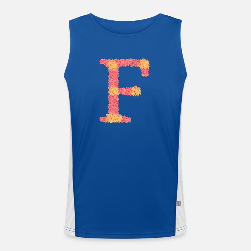 Votre initial « F » avec des fleurs Débardeur respirant contrasté Homme 